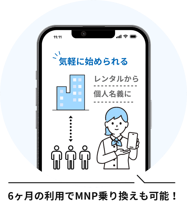 特徴10：6ヶ月でレンタル携帯から自分名義に変わる